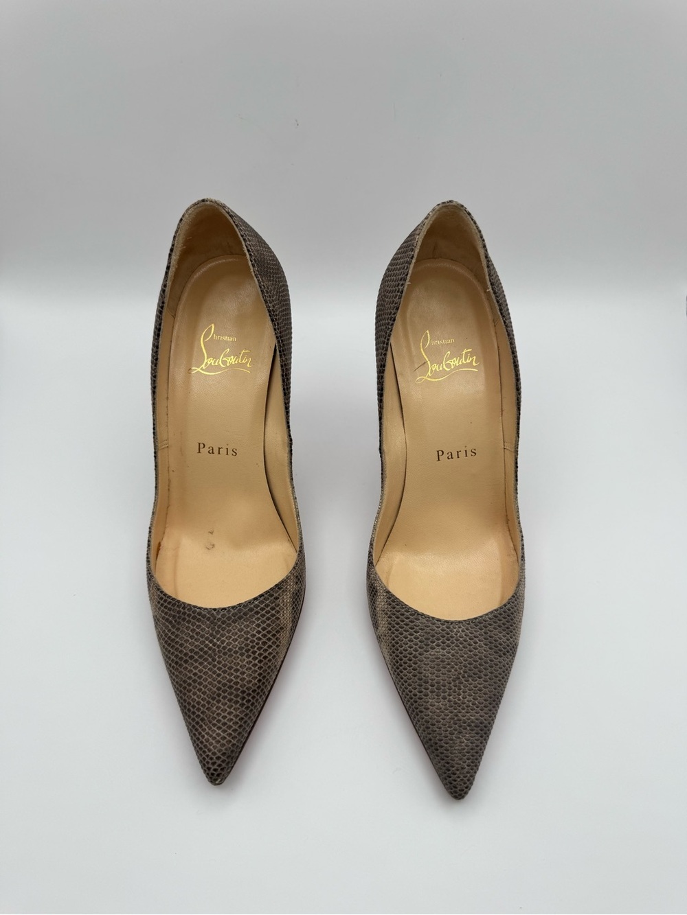 Christian Louboutin Pigalle 85 Lizard Embossed Leather Pumps EU 36